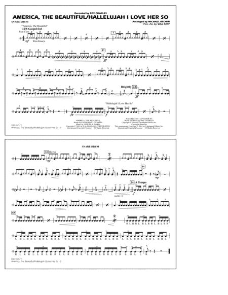 America The Beautiful Hallelujah I Love Her So Arr Michael Brown Snare Drum Sheet Music