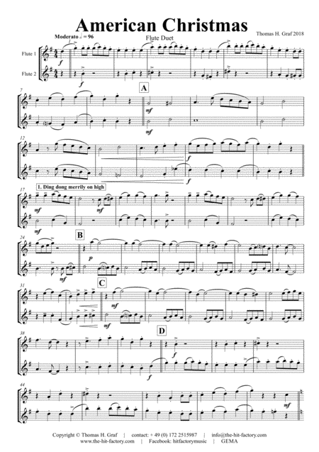 American Christmas Mash Up Rondo Of Best Christmas Songs Flute Duet Sheet Music