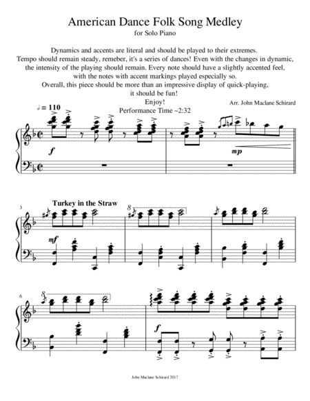 Free Sheet Music American Dance Folk Song Medley