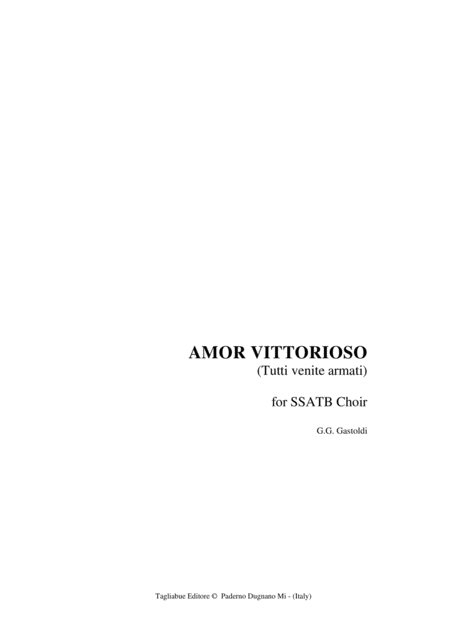 Free Sheet Music Amor Vittorioso Tutti Venite Armati For Ssatb Choir