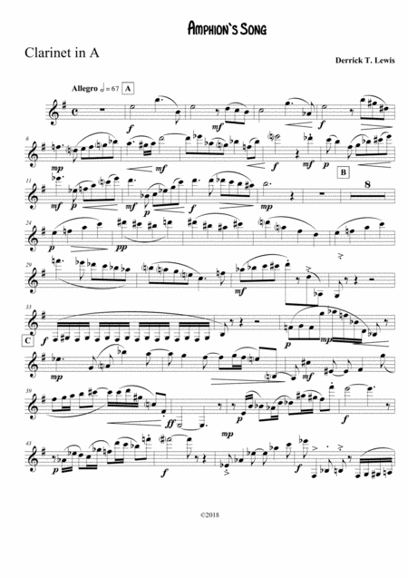 Amphions Song For Clar In A Pno Sheet Music