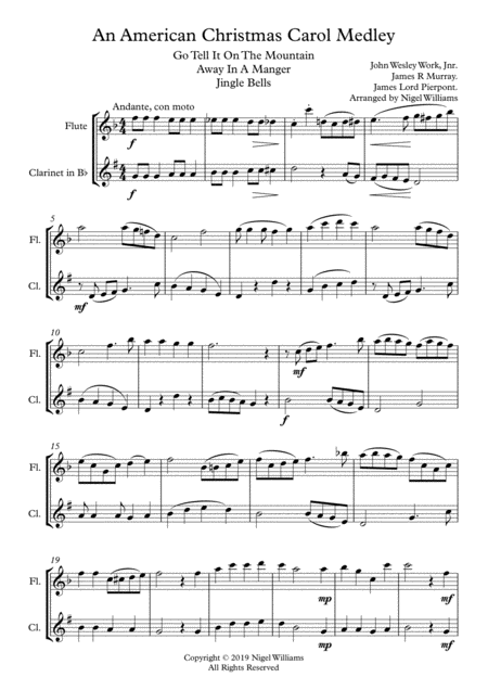 An American Christmas Carol Medley For Woodwind Duet Sheet Music