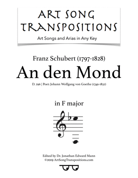 Free Sheet Music An Den Mond D 296 Transposed To F Major