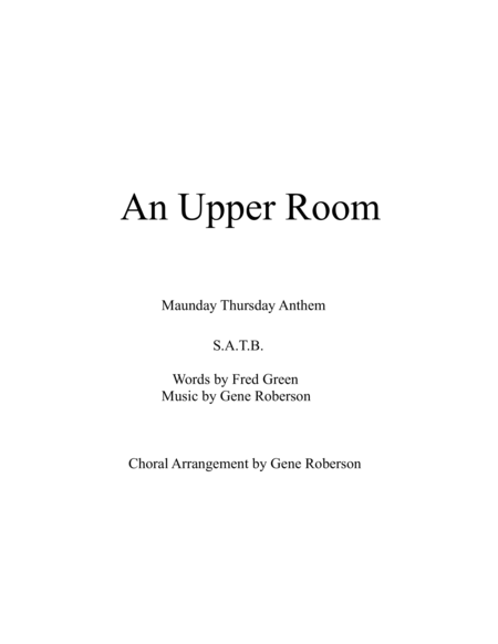 An Upper Room Maundy Thursday Choral Anthem Sheet Music