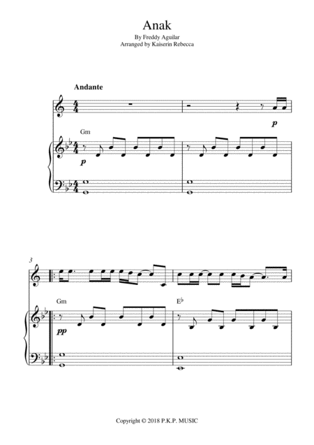 Free Sheet Music Anak