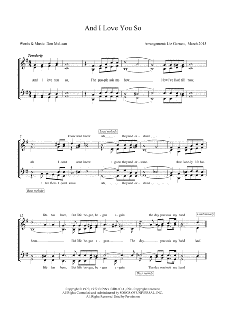 Free Sheet Music And I Love You So