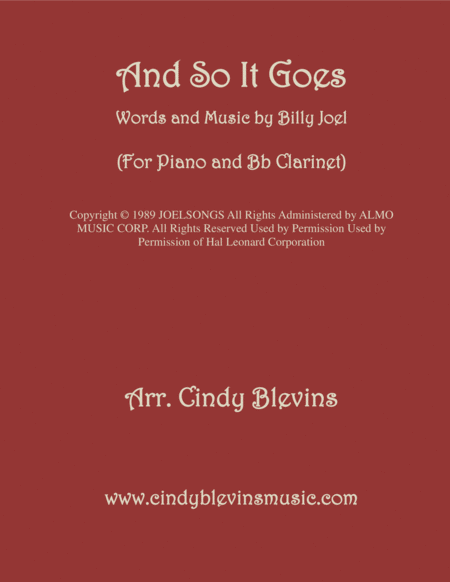 And So It Goes Arranged For Piano And Bb Clarinet Sheet Music