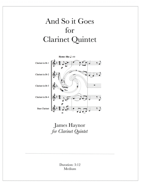Free Sheet Music And So It Goes For Clarinet Quintet