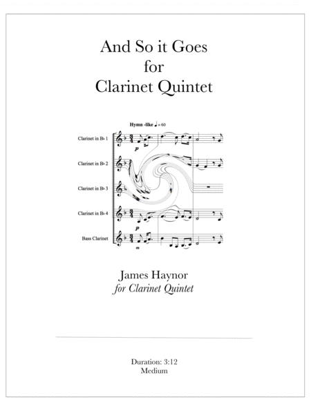 And So It Goes For Clarinet Quintet Sheet Music