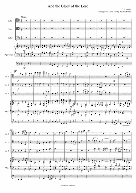 Free Sheet Music And The Glory Of The Lord 3celli Organ