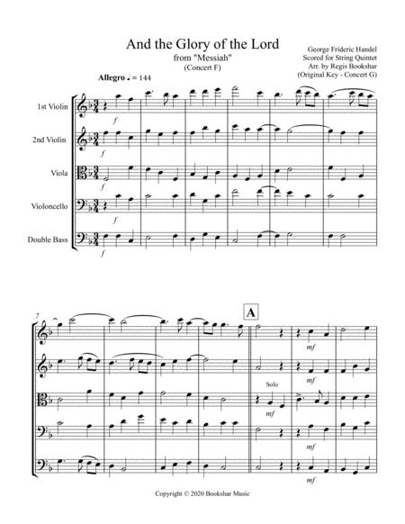 And The Glory Of The Lord From Messiah F String Quintet Sheet Music