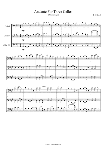 Andante For Three Cellos Marshwings Sheet Music