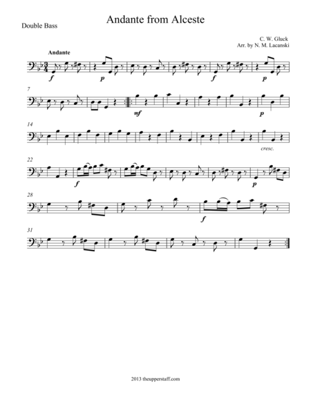 Free Sheet Music Andante From Alceste