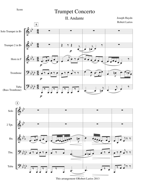 Free Sheet Music Andante From Concerto For Trumpet