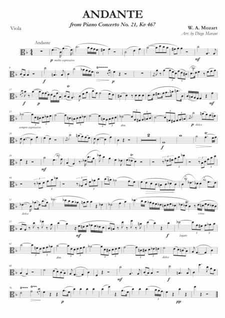 Free Sheet Music Andante From Concerto No 21 For Viola And Piano