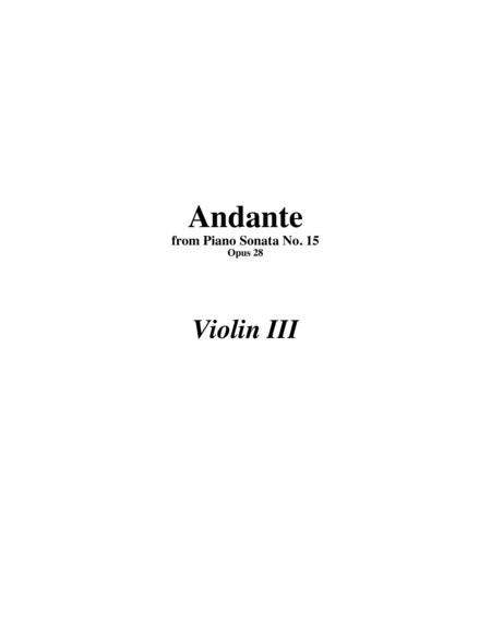 Free Sheet Music Andante From Piano Sonata 15 Arranged For String Orchestra Optional Violin 3 Parts