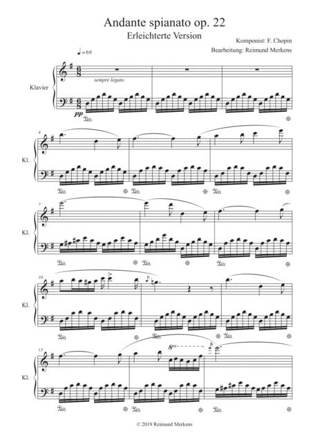 Free Sheet Music Andante Spianato Op 22 By Frederik Chopin Simplified Version