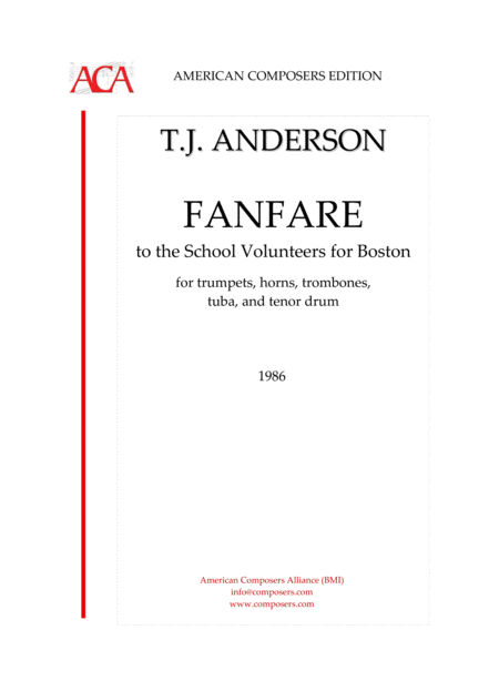 Anderson Fanfare To The School Volunteers For Boston Sheet Music