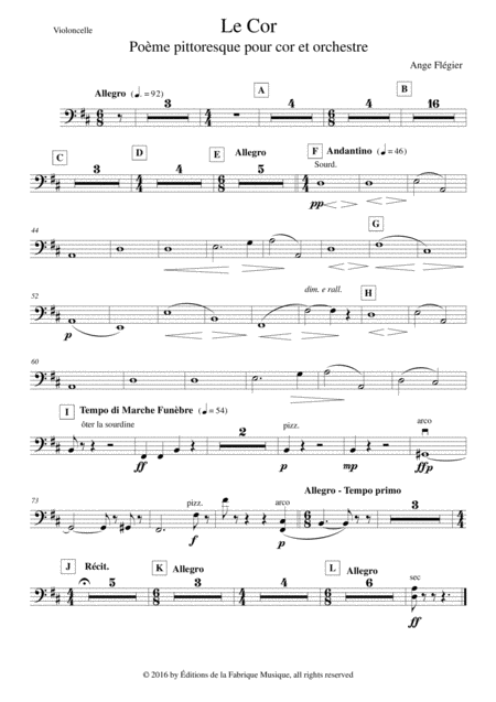 Ange Flgier Le Cor For Horn And Orchestra Violoncello Part Sheet Music