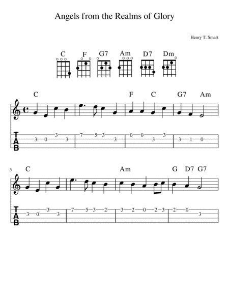 Free Sheet Music Angels From The Realms Of Glory Ukulele