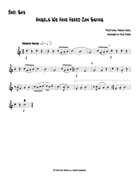 Free Sheet Music Angels We Have Heard Can Swing Bari Sax Part