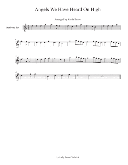 Free Sheet Music Angels We Have Heard On High Bari Sax