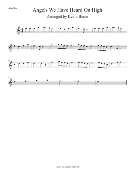 Angels We Have Heard On High Easy Key Of C Alto Sax Sheet Music