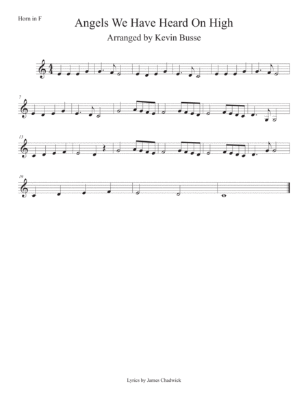 Free Sheet Music Angels We Have Heard On High Easy Key Of C Horn In F