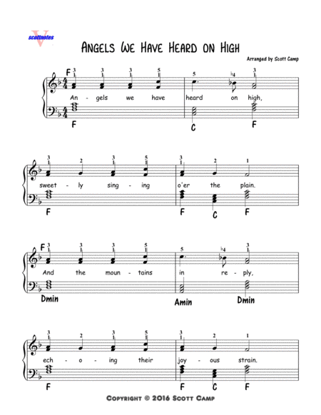 Angels We Have Heard On High Second Year Piano Students Sheet Music