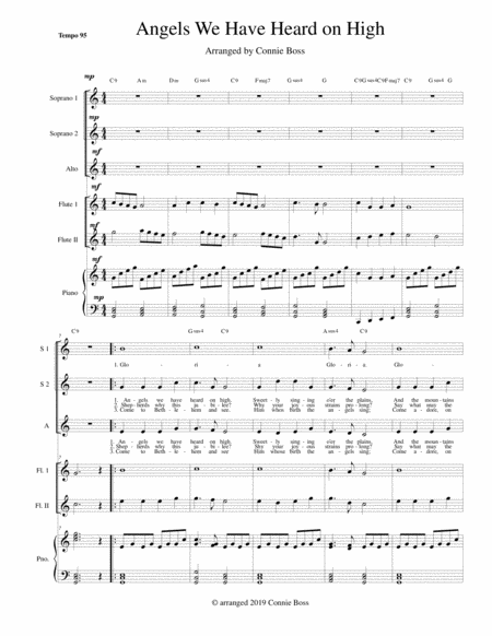 Angels We Have Heard On High Ssa Flute Duet And Piano Sheet Music