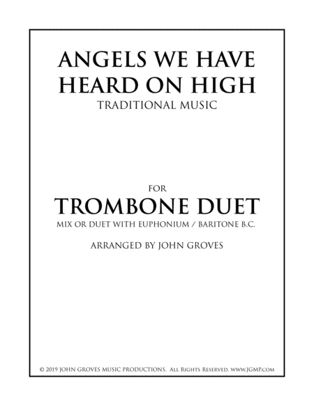 Free Sheet Music Angels We Have Heard On High Trombone Duet