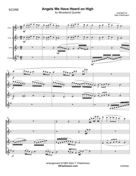 Free Sheet Music Angels We Have Heard On High Woodwind Quartet 2 Flutes Oboe Clarinet