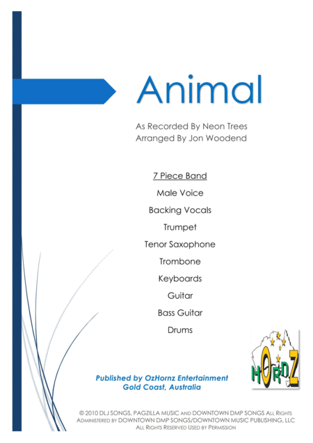 Animal 7 Piece Chart Sheet Music