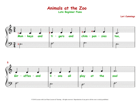 Animals At The Zoo With Harmony Sheet Music