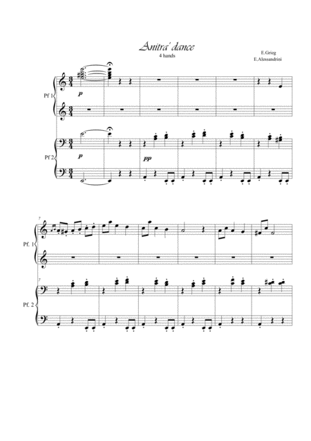 Anitras Dance 4 Hands Sheet Music