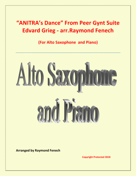 Anitras Dance From Peer Gynt Alto Saxophone And Piano Sheet Music