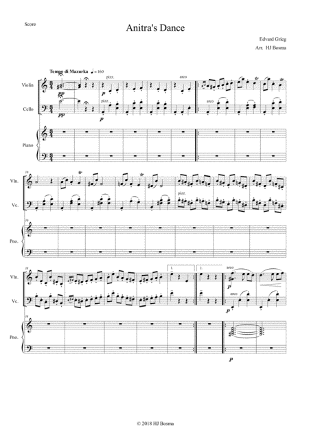 Free Sheet Music Anitras Dance From Peer Gynt Arr For Pianotrio