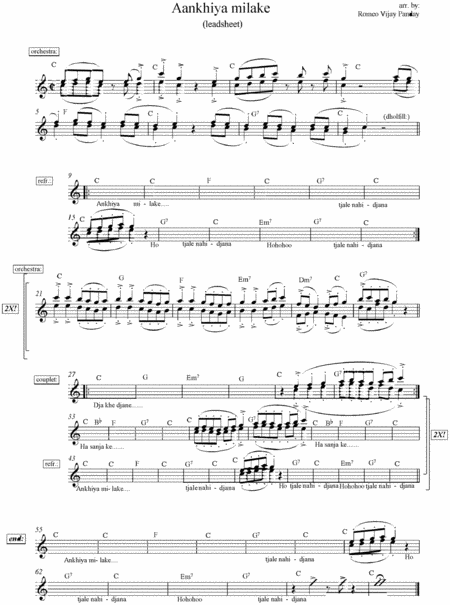 Free Sheet Music Ankiyan Mila Ke Zorabhai Lata Mangeshkar