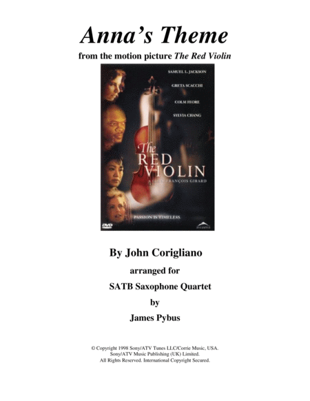 Annas Theme From The Motion Picture The Red Violin Sheet Music