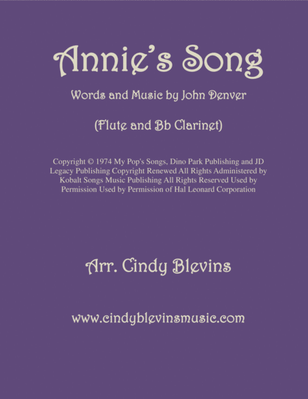 Annies Song Arranged For Flute And Bb Clarinet Sheet Music