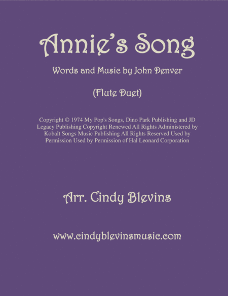 Annies Song Arranged For Flute Duet Sheet Music