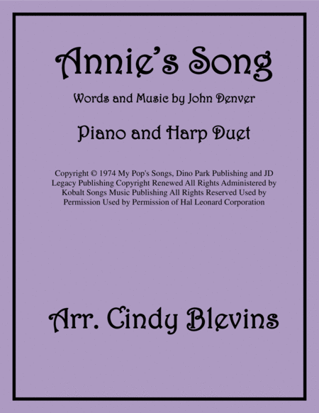 Free Sheet Music Annies Song Piano And Harp Duet