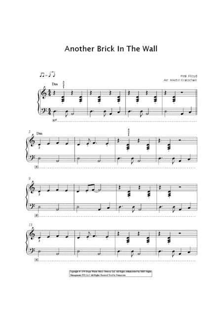 Free Sheet Music Another Brick In The Wall Pink Floyd