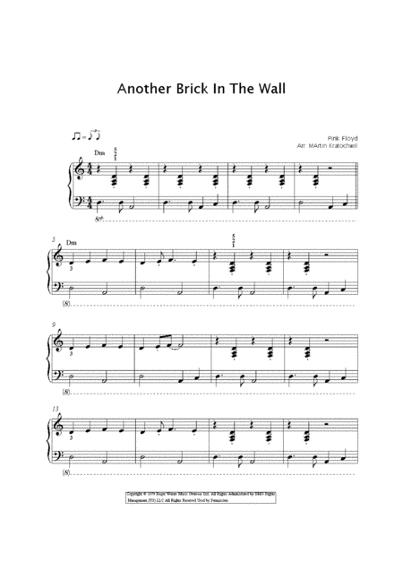 Another Brick In The Wall Pink Floyd Sheet Music