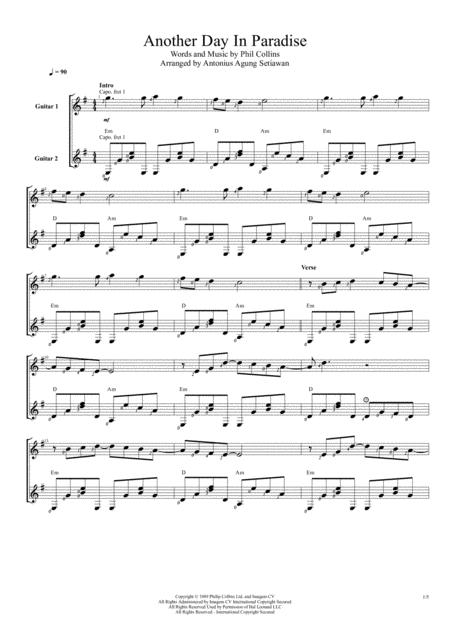 Free Sheet Music Another Day In Paradise Duet Guitar Score