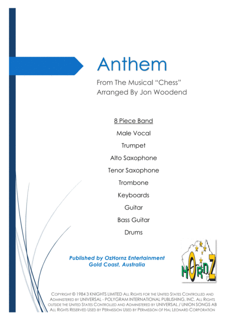 Free Sheet Music Anthem From Chess 8 Piece Band