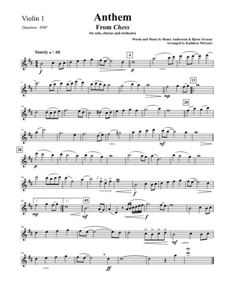 Anthem From Chess Arr Kathleen Mcguire Set Of String Parts To Accompany Satb Or Ttbb Arrangement Sheet Music