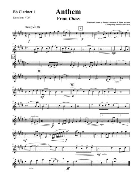 Anthem From Chess Set Of Woodwind Parts Arr Kathleen Mcguire To Accompany Satb Or Ttbb Arrangement Sheet Music