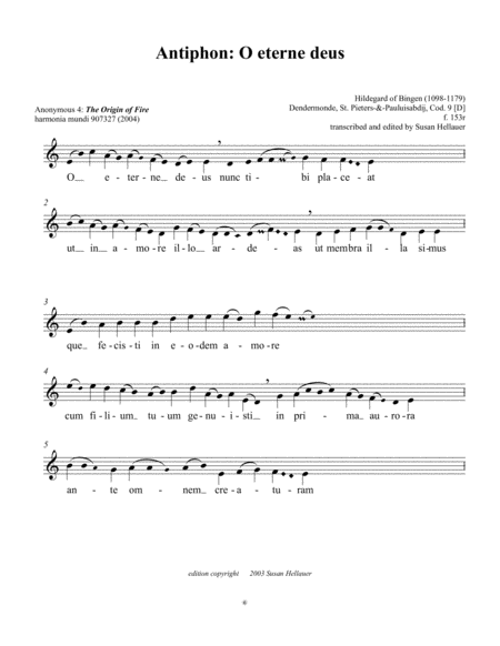 Free Sheet Music Antiphon O Eterne Deus From Anonymous 4 The Origin Of Fire