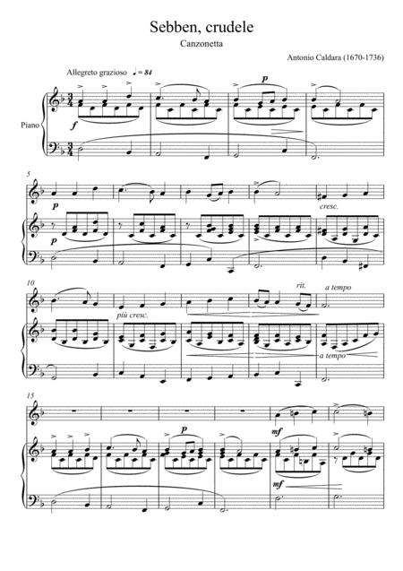 Free Sheet Music Antonio Caldara Sebben Crudele Violin Solo